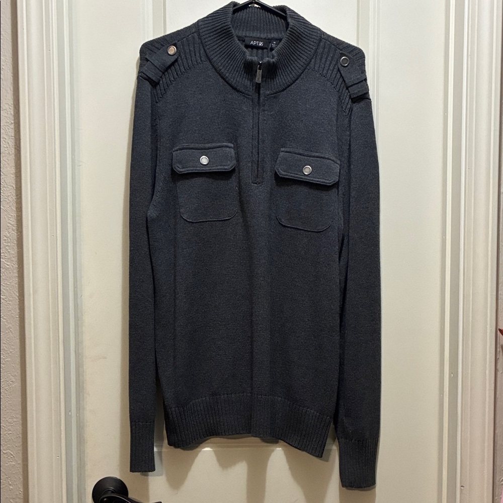 Apt. 9 Men's Medium Charcoal Zip-Up Sweater